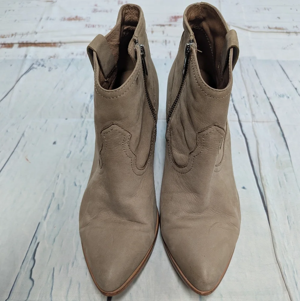 Frye leather cowgirl ankle booties with heels. - Picture 9 of 9